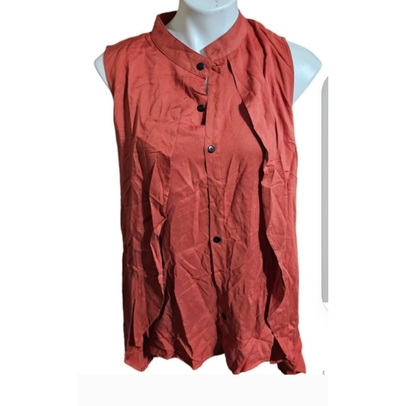 Lyaner Button front layer blouse Rust Size M - Picture 7 of 7